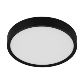 Flush Ceiling Light Colour Black Shade White Plastic Bulb LED 16.8W Included