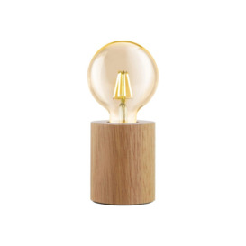 Table Desk Lamp Simple Compact 1 x Round Brown Wood Bulb Holder Bulb E27 28W