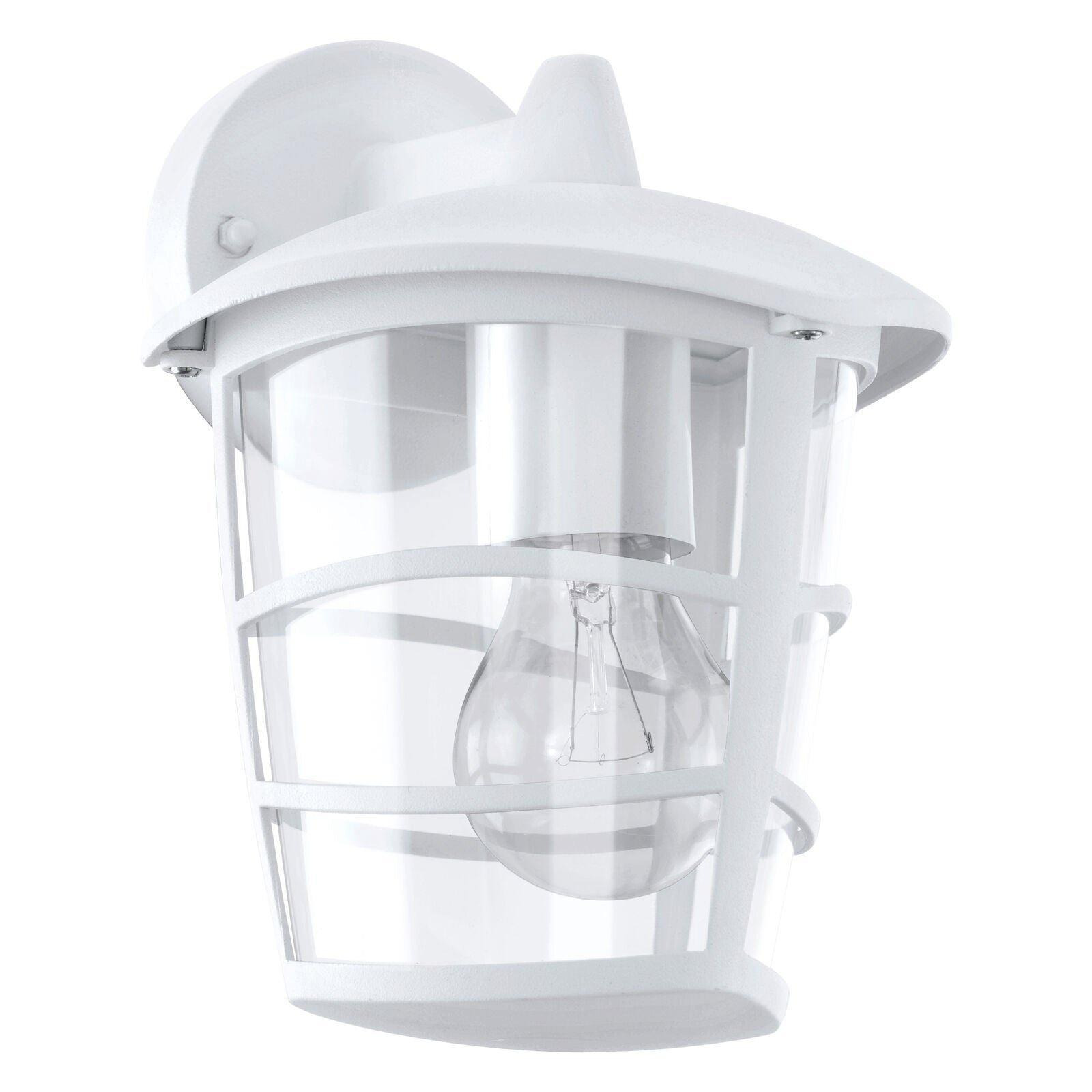 IP44 Outdoor Wall Light White & Glass Lantern 1 x 60W E27 Bulb Porch Lamp Down - image 1