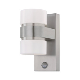 IP44 Outdoor Wall Light & PIR Sensor Stainless Steel & Silver 6W Built in LED - thumbnail 1