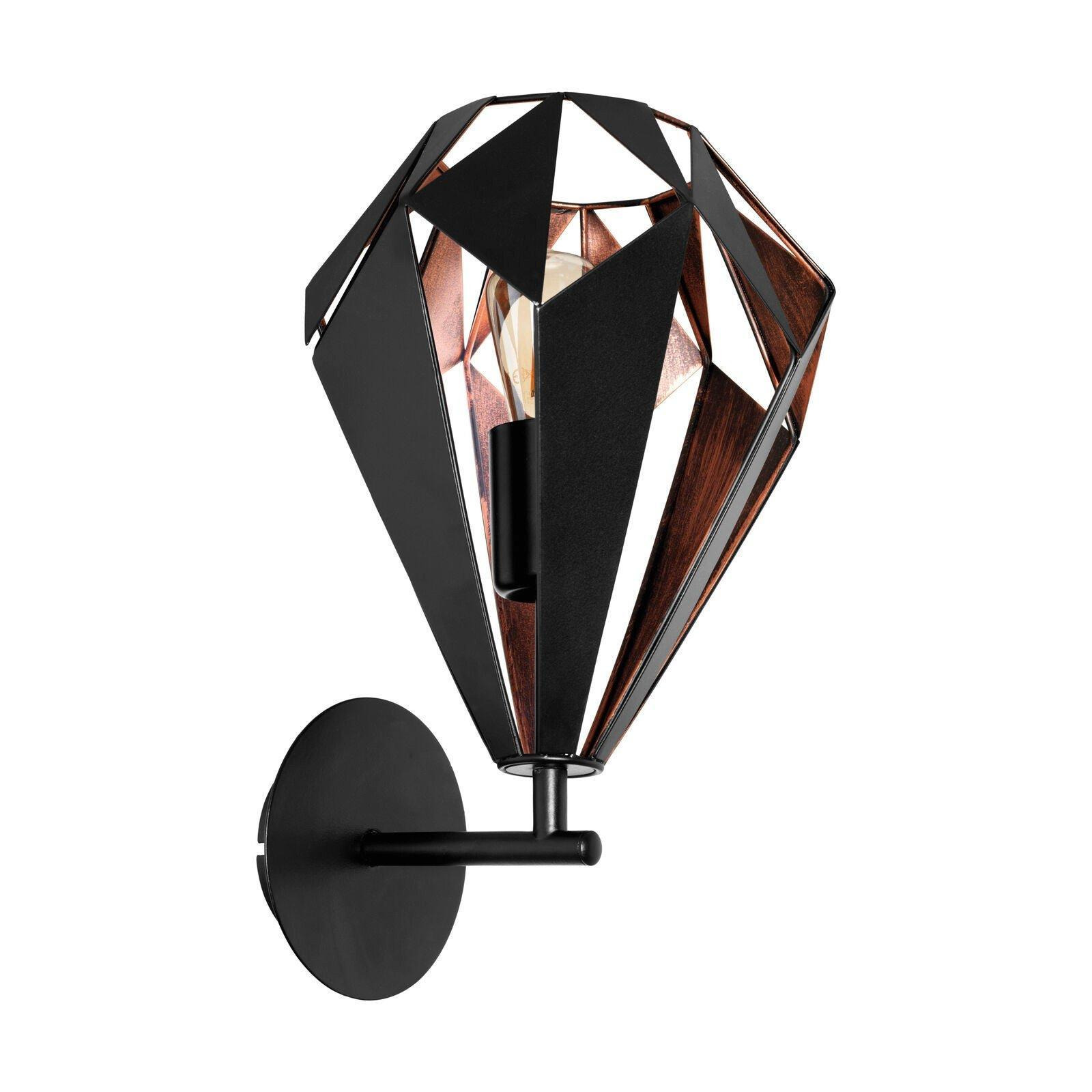LED Wall Light / Sconce Black & Antique Copper Shade 1 x 60W E27 Bulb - image 1