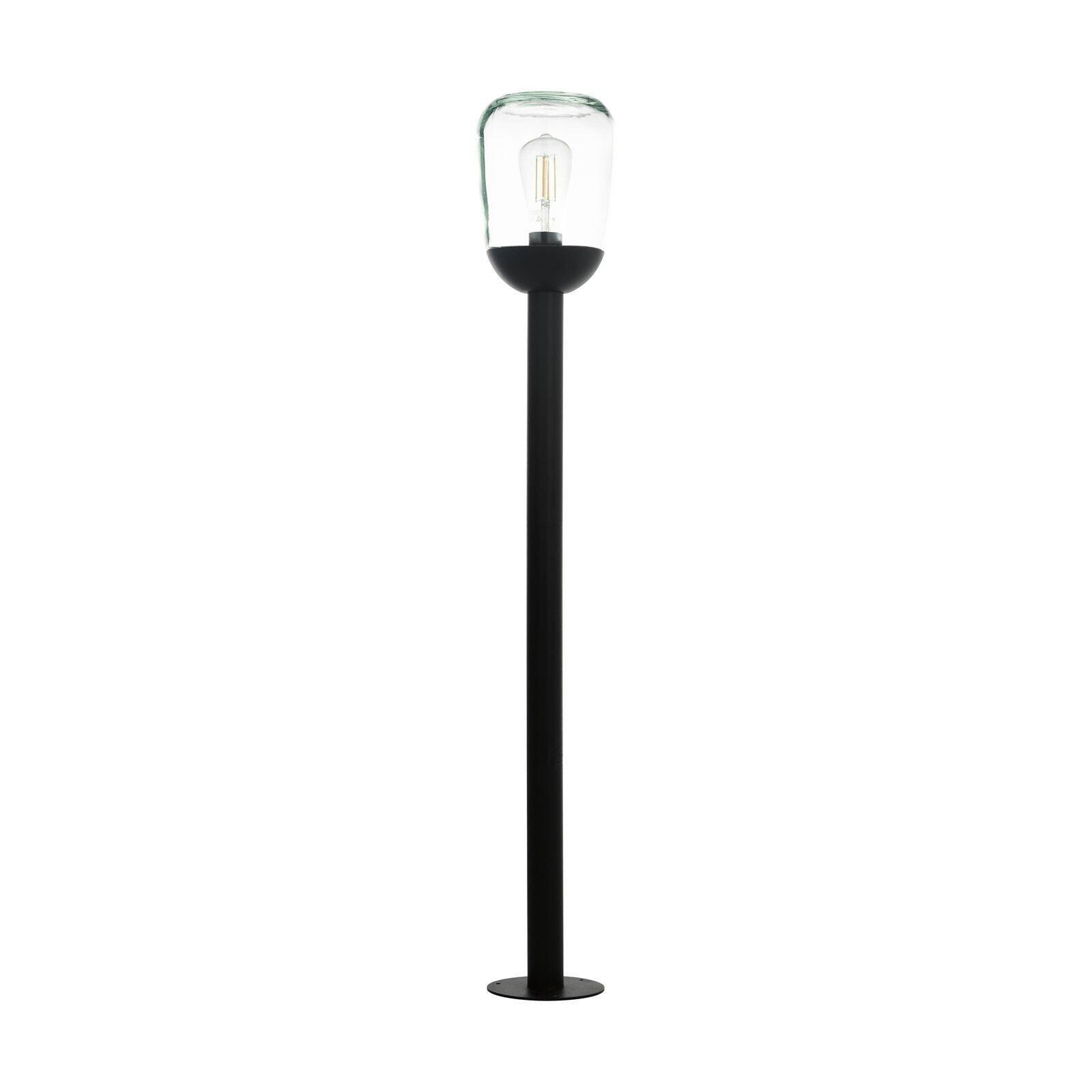 IP44 Outdoor Bollard Light Black Aluminium & Glass 1 x 60W E27 Bulb Lamp Post - image 1