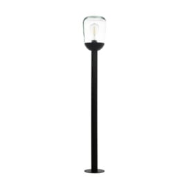 IP44 Outdoor Bollard Light Black Aluminium & Glass 1 x 60W E27 Bulb Lamp Post - thumbnail 1
