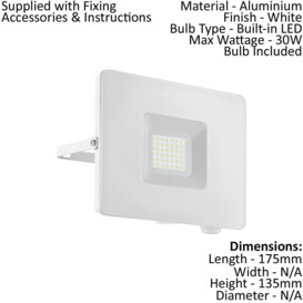 IP65 Outdoor Wall Flood Light White Adjustable 30W Built in LED Porch Lamp - thumbnail 2