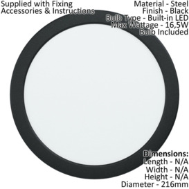 Wall / Ceiling Flush Downlight Black Recess Spotlight 16.5W Built in LED - thumbnail 2