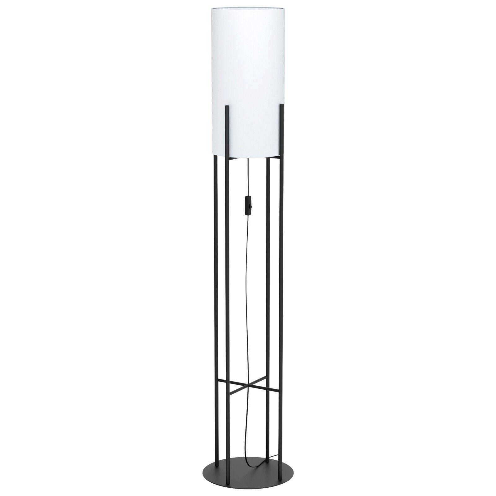 Standing Floor Lamp Light Black & White Fabric 1 x 60W E27 Bulb Living Room - image 1