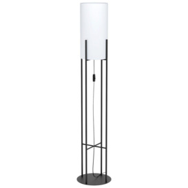 Standing Floor Lamp Light Black & White Fabric 1 x 60W E27 Bulb Living Room - thumbnail 1