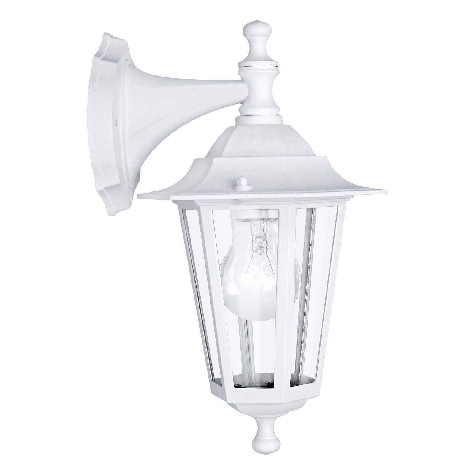 IP44 Outdoor Wall Light White Aluminium Lantern 1 x 60W E27 Bulb Porch Lamp - image 1