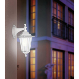 IP44 Outdoor Wall Light White Aluminium Lantern 1 x 60W E27 Bulb Porch Lamp - thumbnail 3