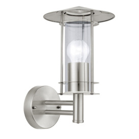 IP44 Outdoor Wall Light Stainless Steel & Glass Shade 1 x 60W E27 Porch Lamp