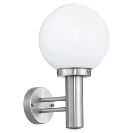 IP44 Outdoor Wall Light Stainless Steel Orb Shade 1x 60W E27 Bulb Porch Lamp - thumbnail 1