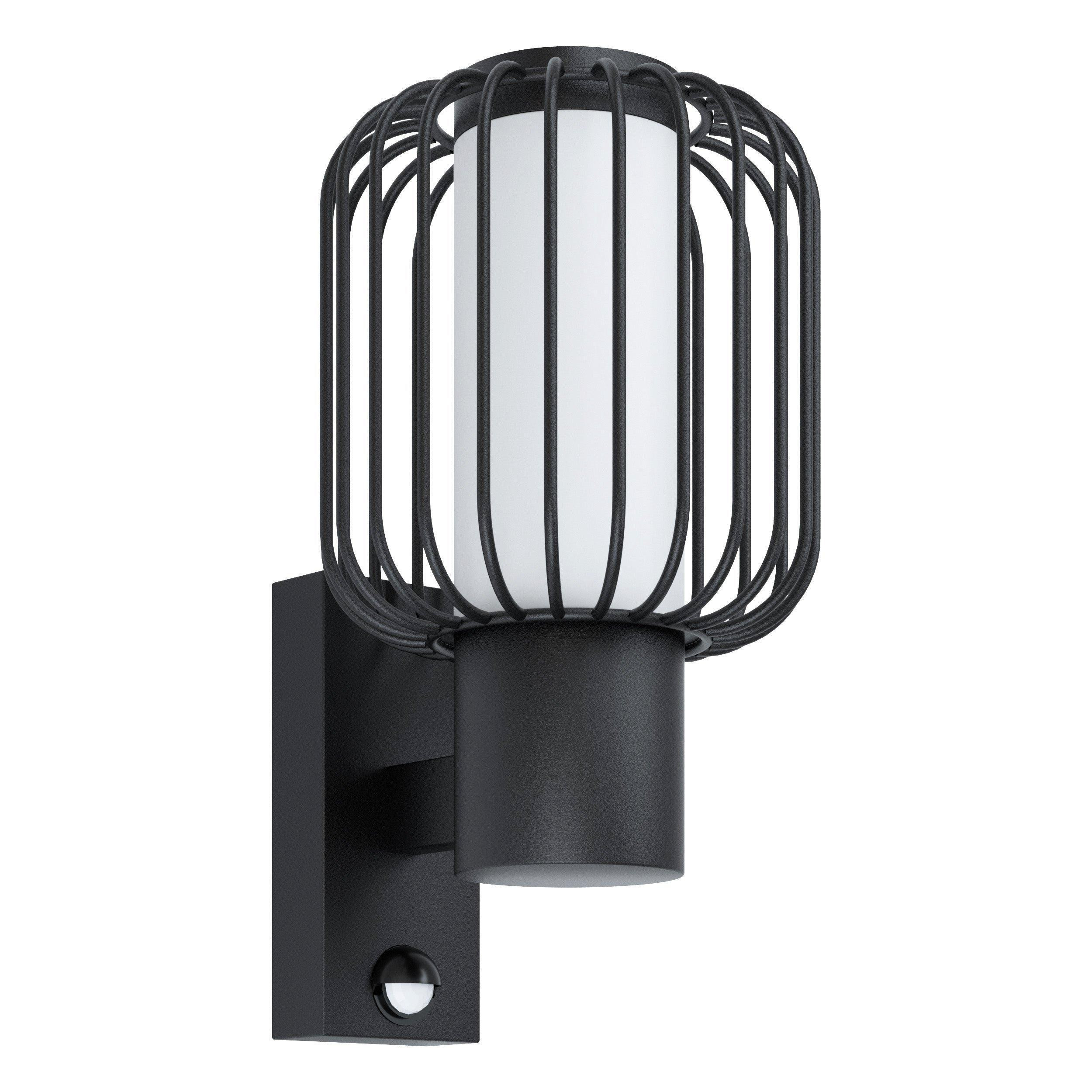 IP44 Outdoor Wall Light & PIR Sensor Black Zinc Steel 1 x 28W E27 Bulb - image 1