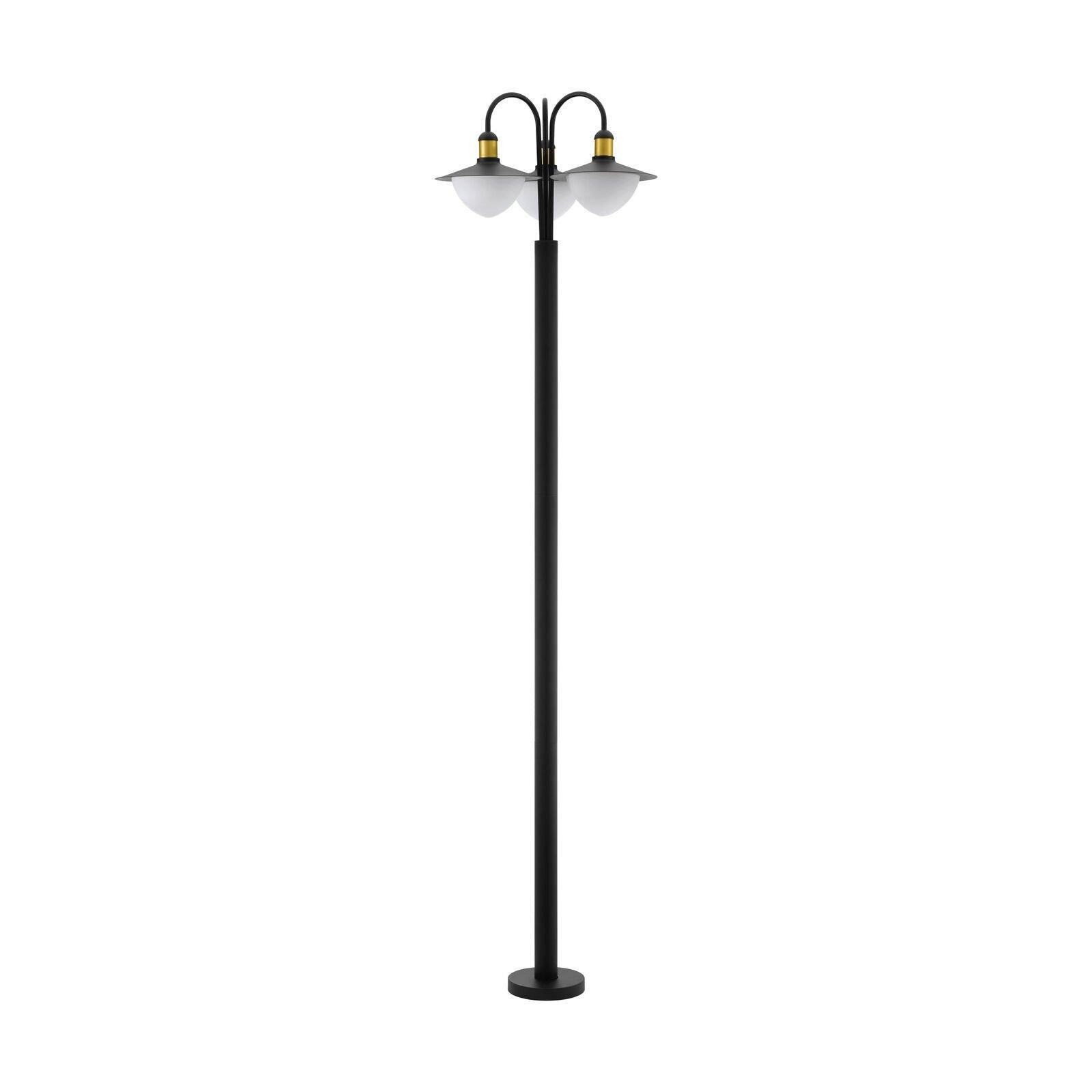 IP44 Outdoor Bollard Light Black & Gold Curved Lamp Post 3 x 60W E27 Bulb - image 1
