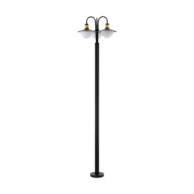 IP44 Outdoor Bollard Light Black & Gold Curved Lamp Post 3 x 60W E27 Bulb - thumbnail 1