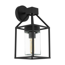 IP44 Outdoor Wall Light Black & Square Glass shade 1x 60W E27 Bulb Porch Lamp - thumbnail 1