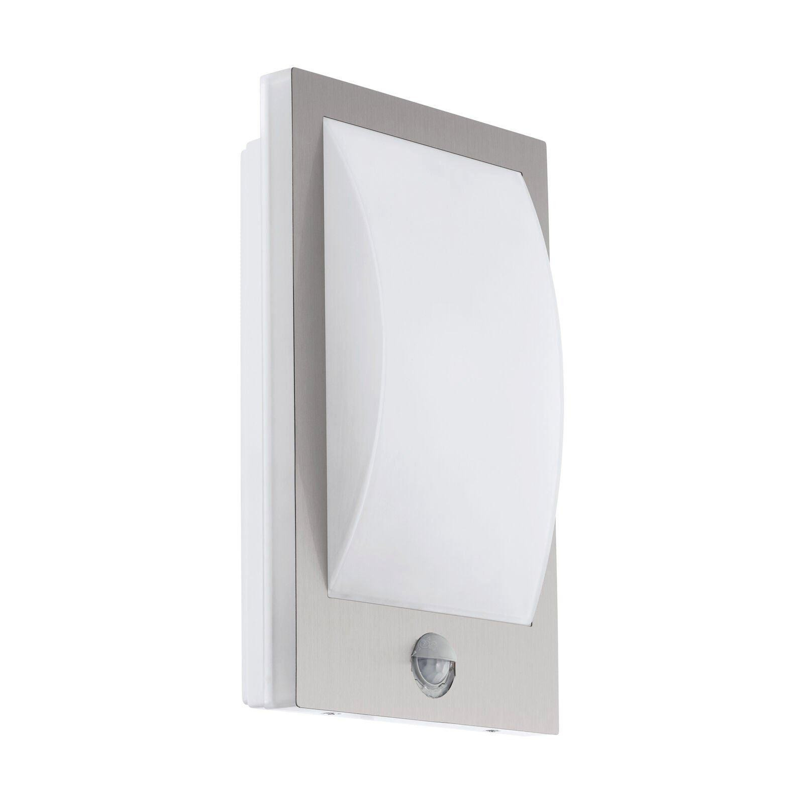 IP44 Outdoor Wall Light & PIR Sensor Stainless Steel & White 1 x 12W E27 Bulb - image 1