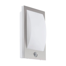 IP44 Outdoor Wall Light & PIR Sensor Stainless Steel & White 1 x 12W E27 Bulb - thumbnail 1