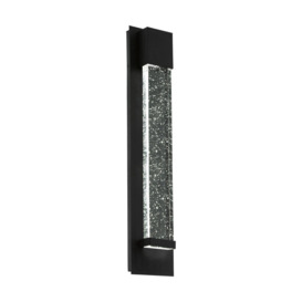 IP44 Outdoor Wall Light Black Long Bubble Glass 3.3W Built in LED Porch Lamp - thumbnail 1