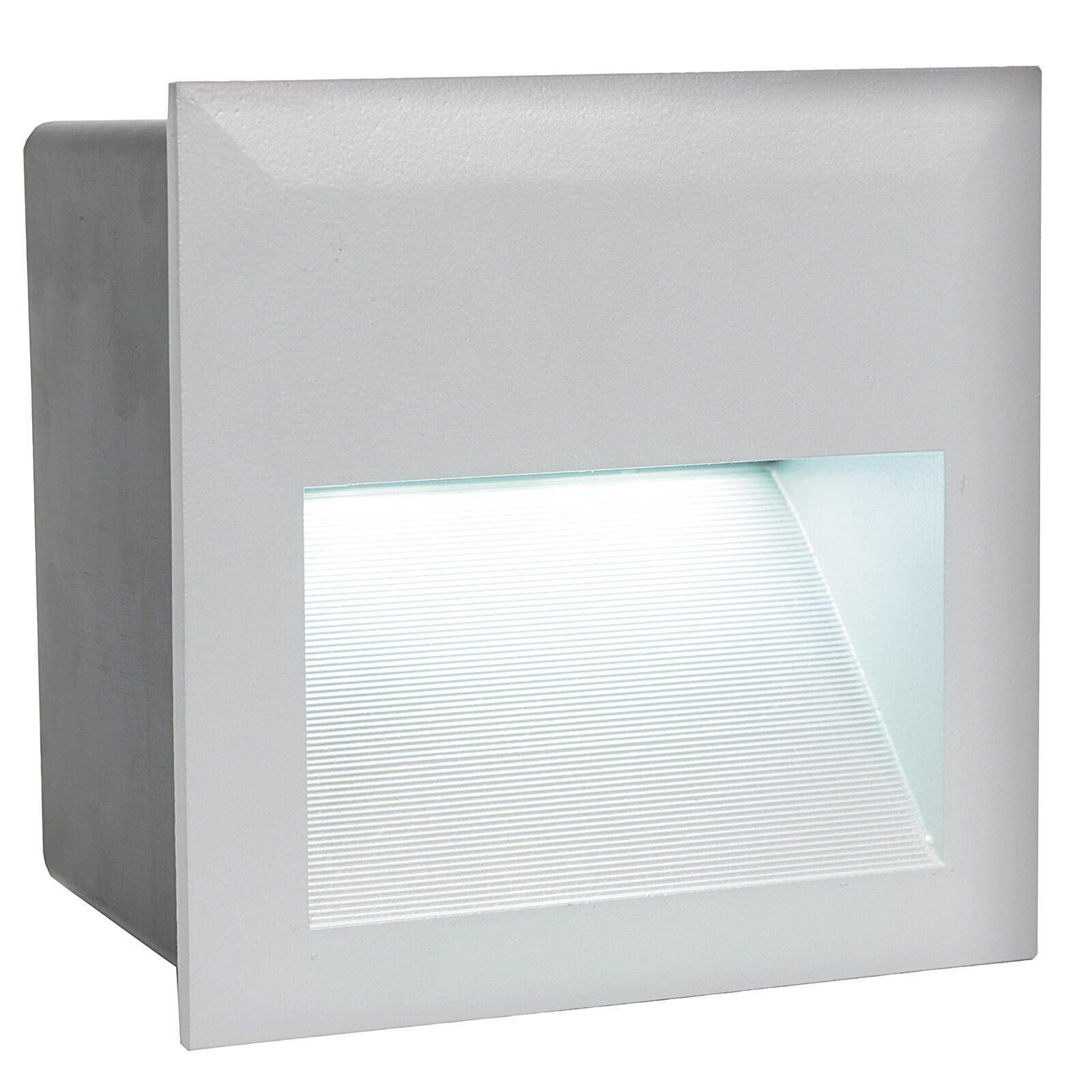 IP65 Recessed Outdoor Wall Light Silver Cast Aluminium 3.7W Built in LED - image 1