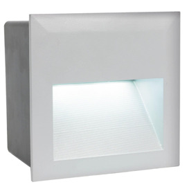 IP65 Recessed Outdoor Wall Light Silver Cast Aluminium 3.7W Built in LED - thumbnail 1
