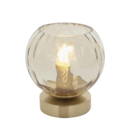 Table Lamp - Satin Brass Plate & Champagne Lustre Glass - 25W E14 golf - thumbnail 1