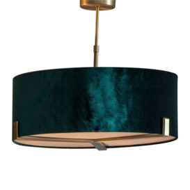 Ceiling Pendant Light Matt Antique Brass & Green Velvet 3 x 10W LED E27