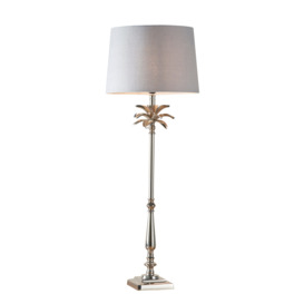 Table Lamp Polished Nickel & Charcoal Linen 60W E27 Base & Shade e10386