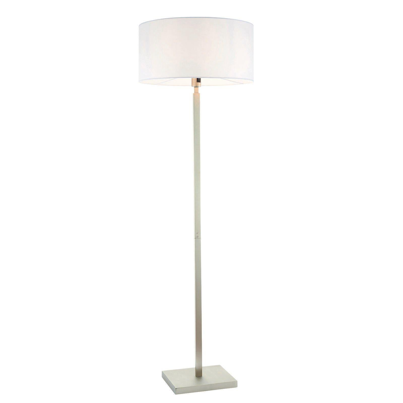 Floor Lamp Light Matt Nickel & Vintage White Fabric 60W E27 Base & Shade - image 1