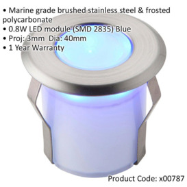 Recessed Decking IP67 Guide Light - 0.8W Blue Light LED - Stainless Steel - thumbnail 2