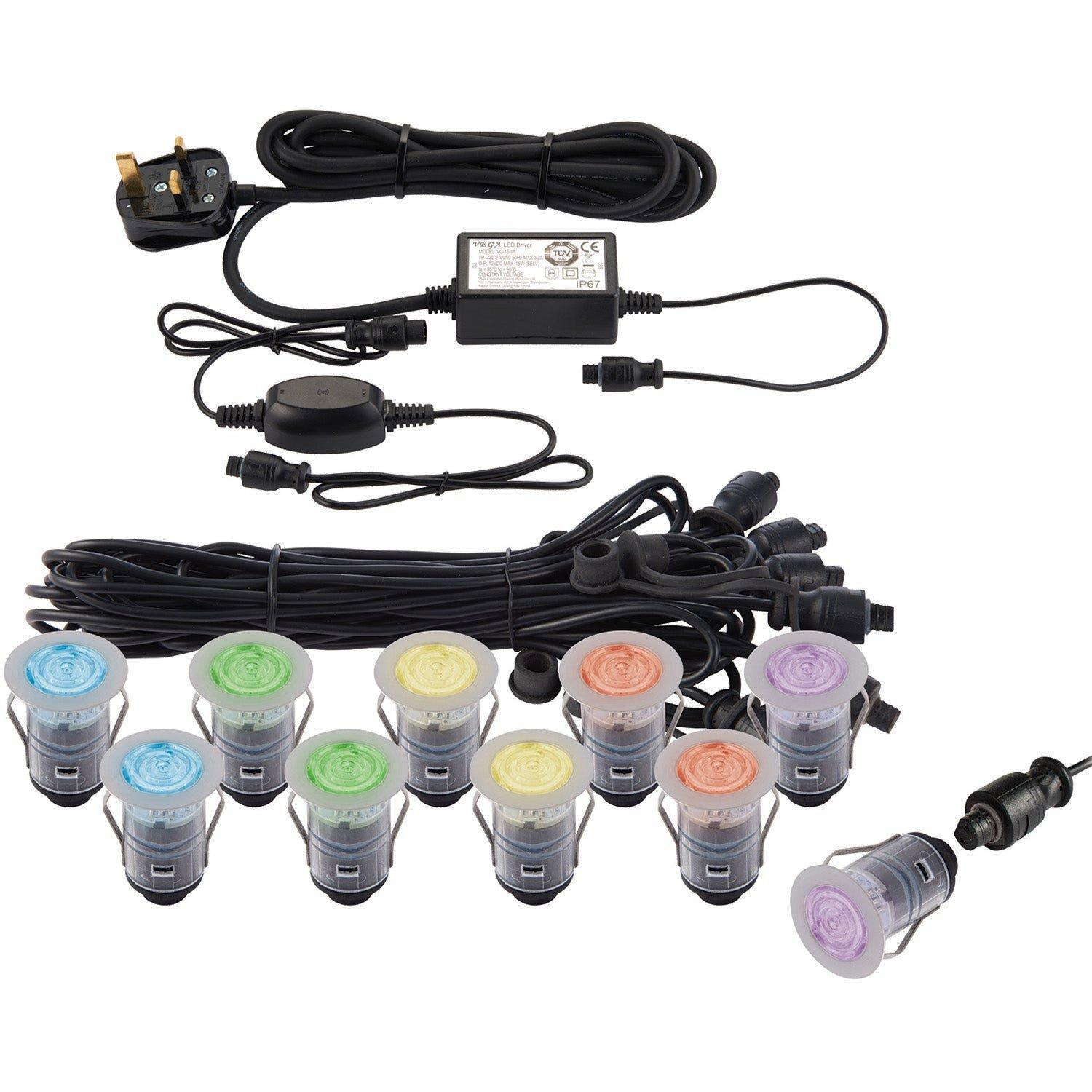Recessed Decking IP67 Smart Guide Light Kit - 10 x 0.75W RGB LED Module - image 1
