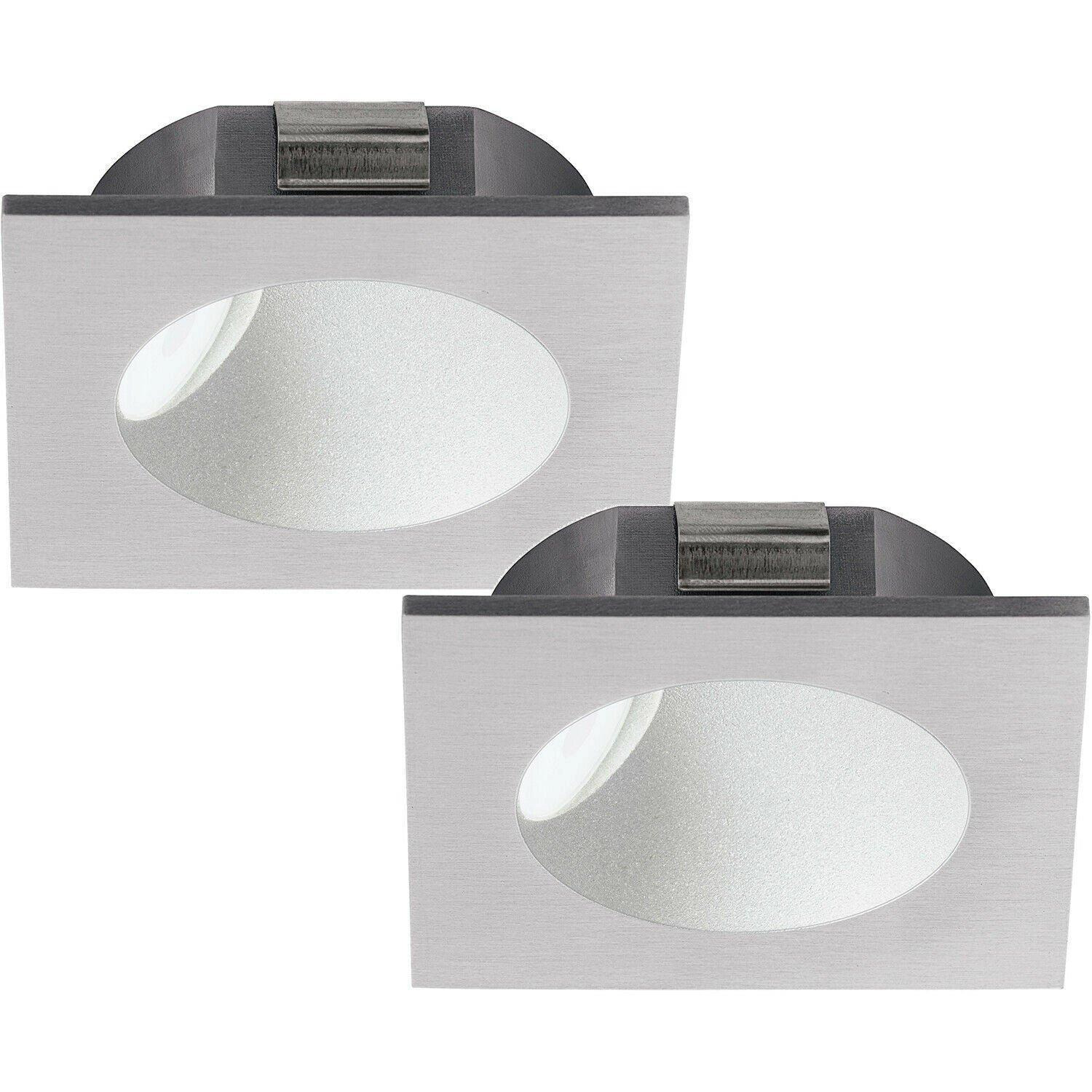 2 PACK Wall / Ceiling Flush Downlight Silver Spotlight Aluminium 2W LED - image 1