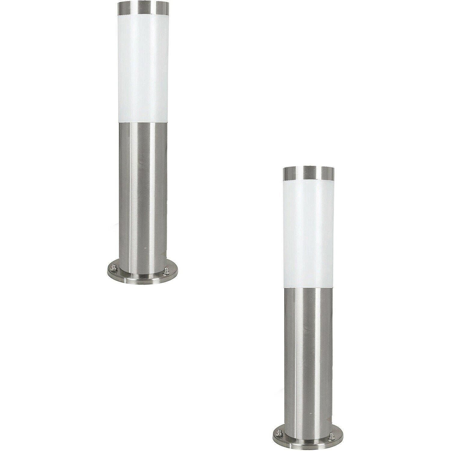 2 PACK IP44 Outdoor Bollard Light Stainless Steel 12W E27 450mm Driveway Post - image 1
