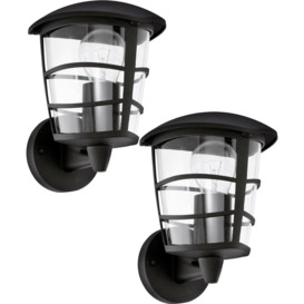 2 PACK IP44 Outdoor Wall Light Black Modern Lantern 1x 60W E27 Porch Lamp