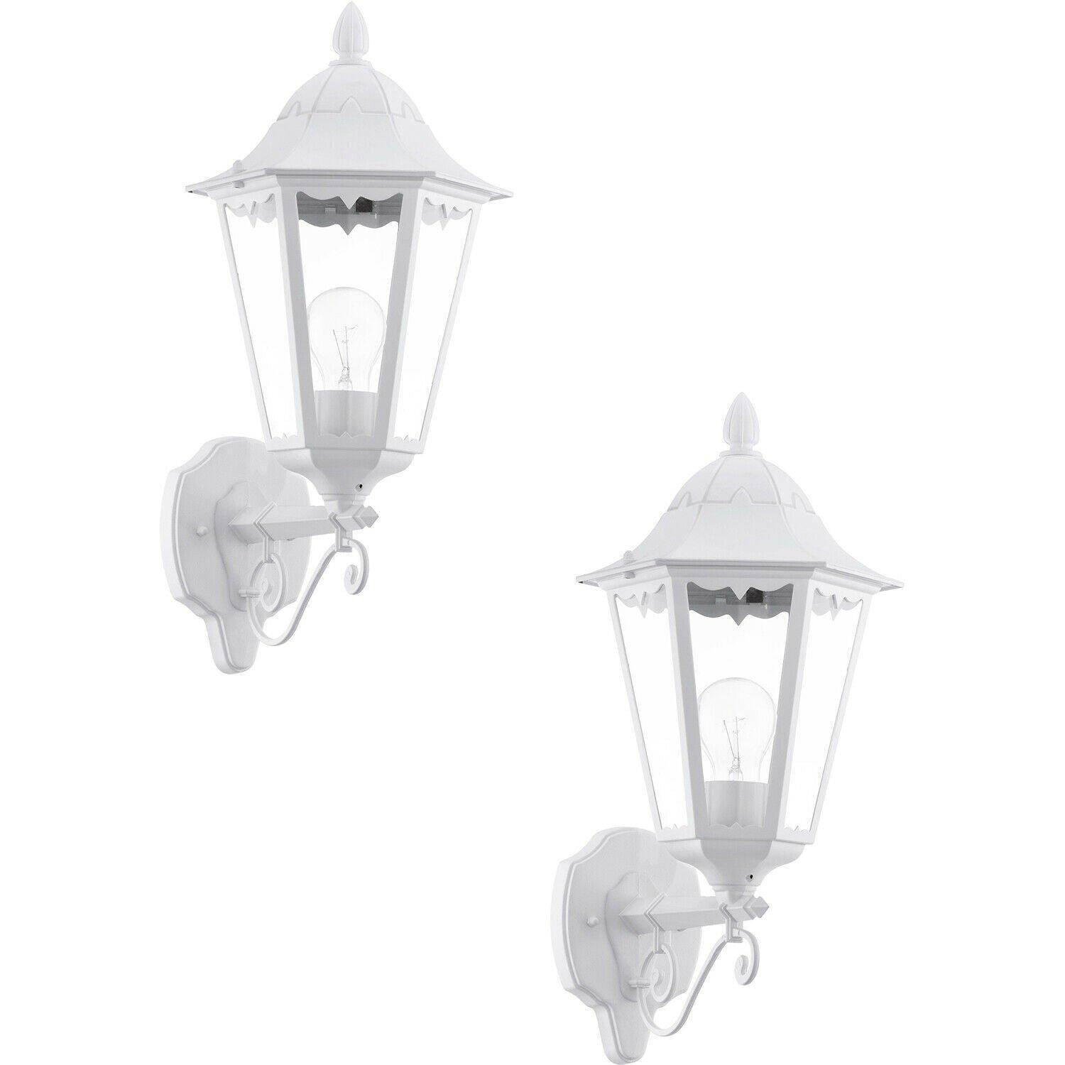 2 PACK IP44 Outdoor Wall Light White Traditional Lantern 60W E27 Porch Lamp Up - image 1