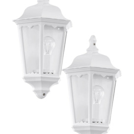 2 PACK IP44 Outdoor Wall Light White Traditional Lantern 60W E27 Porch Lamp