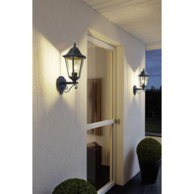 2 PACK IP44 Outdoor Wall Light Black & Silver Patina Up Lantern 1x 60W E27 - thumbnail 3