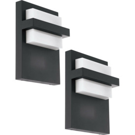 2 PACK IP44 Outdoor Wall Light Anthracite Aluminium 10W LED Porch Lamp