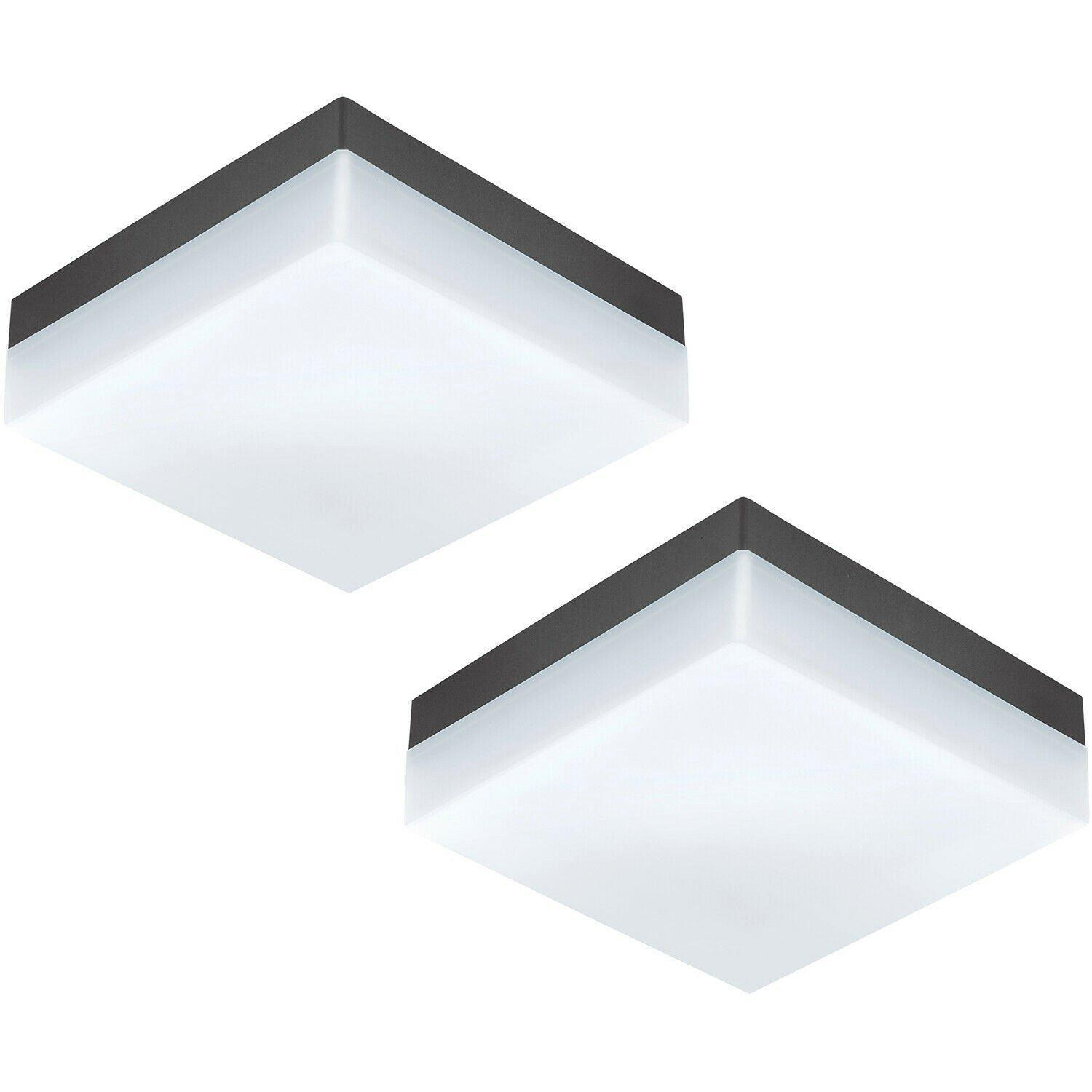 2 PACK IP44 Outdoor Wall Light Anthracite Plastic 8.2W LED Porch Lamp - image 1