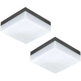 2 PACK IP44 Outdoor Wall Light Anthracite Plastic 8.2W LED Porch Lamp - thumbnail 1