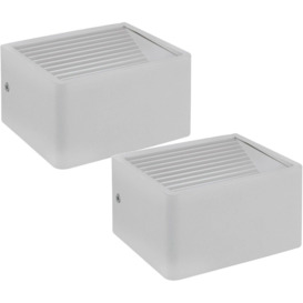 2 PACK IP44 Outdoor Wall Light White Aluminium 6W Built in LED Porch Lamp