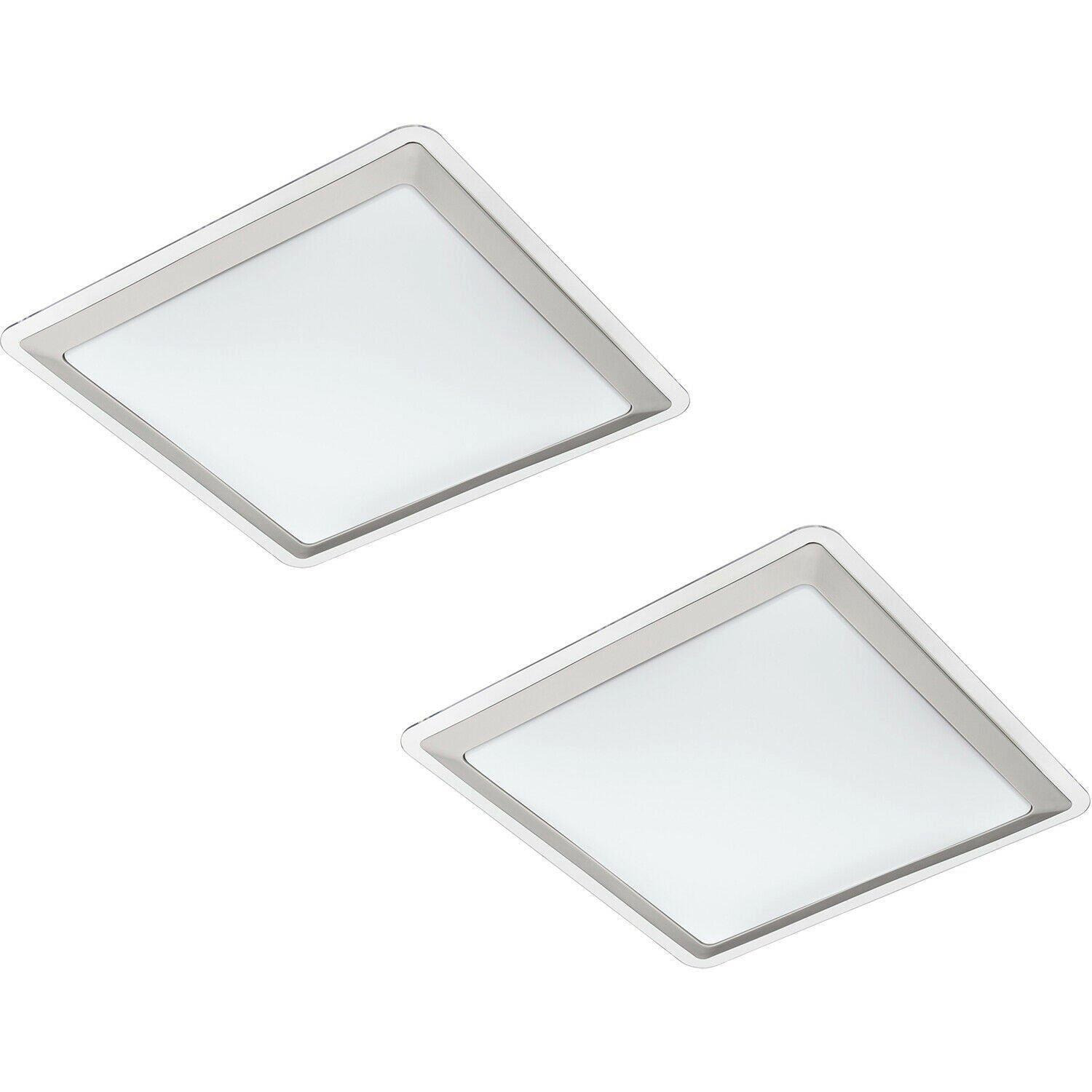 2 PACK Wall Flush Ceiling Light Colour White Shade White Silver Plastic LED 24W - image 1