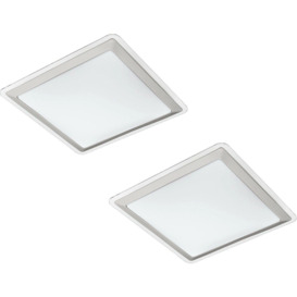 2 PACK Wall Flush Ceiling Light Colour White Shade White Silver Plastic LED 24W - thumbnail 1