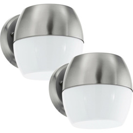 2 PACK IP44 Outdoor Wall Light Stainless Steel 11W Built in LED Porch Lamp - thumbnail 1