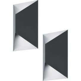 2 PACK IP44 Outdoor Wall Light Anthracite & White Trapeze 2.5W Built in LED - thumbnail 1