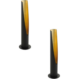 2 PACK Table Lamp Circluar Black Outer & Gold Inner Base GU10 1x5W Included