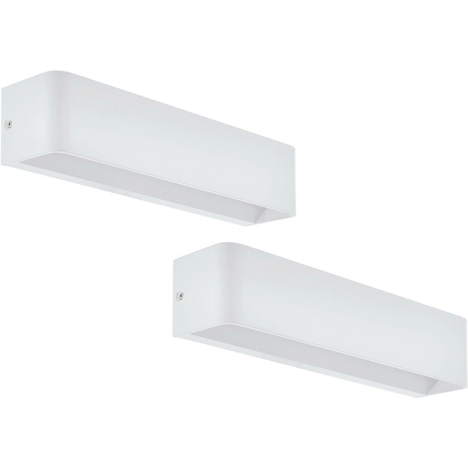 2 PACK Wall Light Colour White Oblong Box Shape Snug Fitting LED 12W Included - image 1