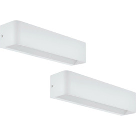 2 PACK Wall Light Colour White Oblong Box Shape Snug Fitting LED 12W Included - thumbnail 1