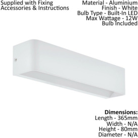 2 PACK Wall Light Colour White Oblong Box Shape Snug Fitting LED 12W Included - thumbnail 2
