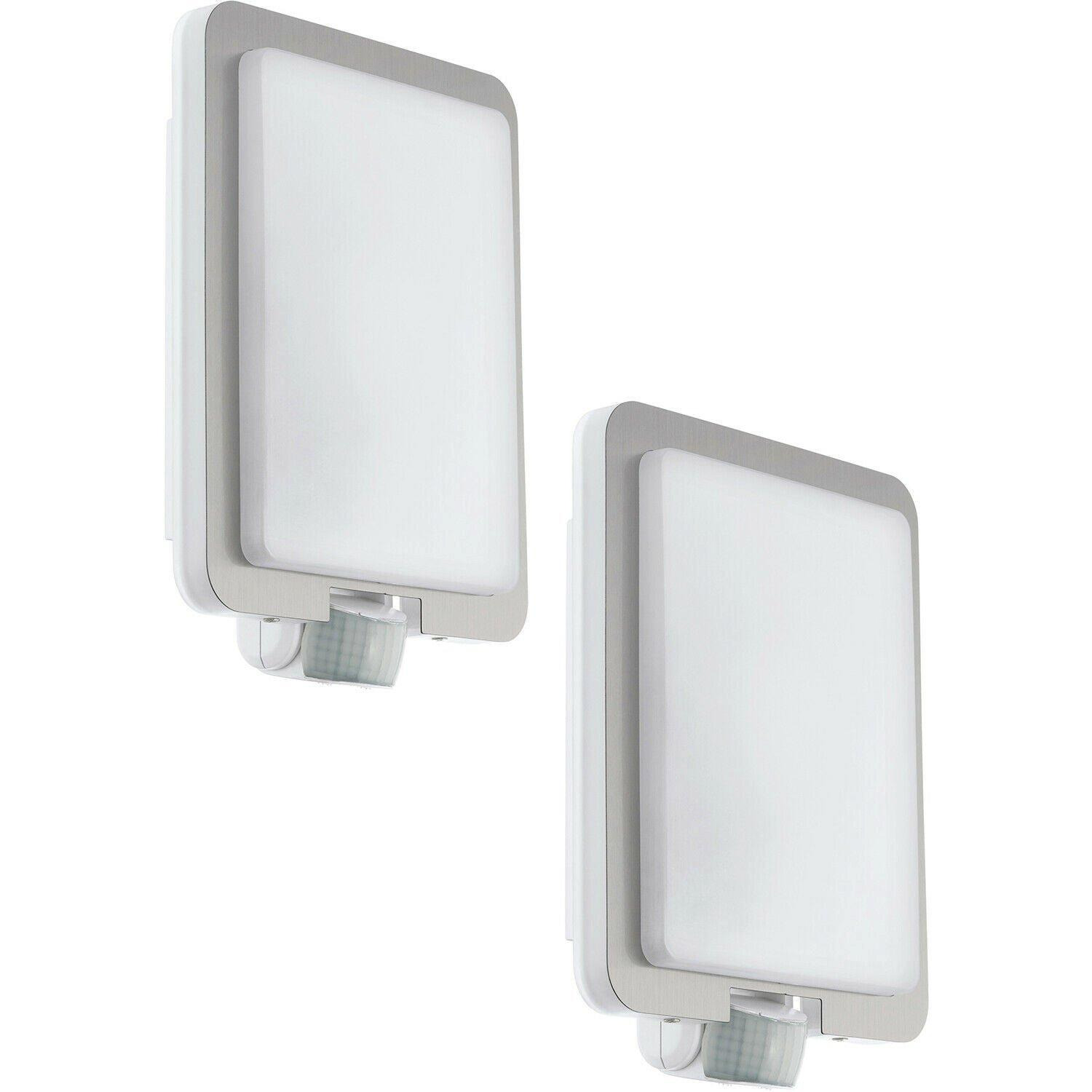 2 PACK IP44 Outdoor Wall Light & PIR Sensor Stainless Steel Square 28W E27 - image 1