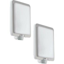 2 PACK IP44 Outdoor Wall Light & PIR Sensor Stainless Steel Square 28W E27 - thumbnail 1
